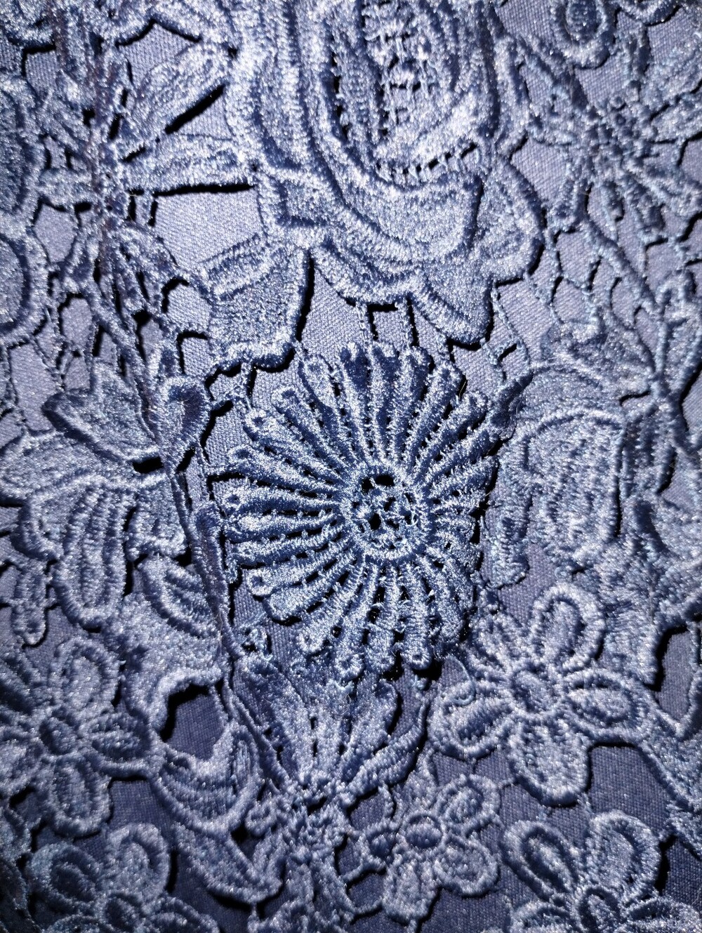 Lulus Dress Navy Blue Lace Crochet Overlay S/L sz 12 - Picture 9 of 17